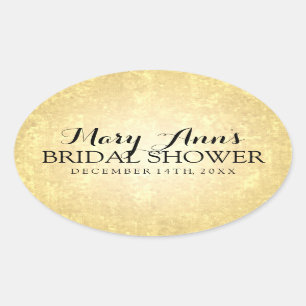 Sticker Ovale Mariage Favor Tag Gold Foil Etoiles Confetti