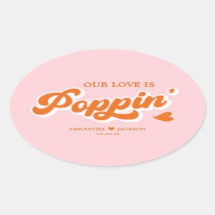 Sticker Ovale Mariage Popcorn Rose Orange Colorful Favoriser