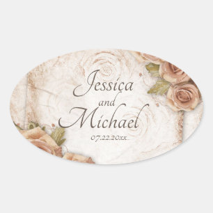 Sticker Ovale Mariage Rose couleur Peach souple