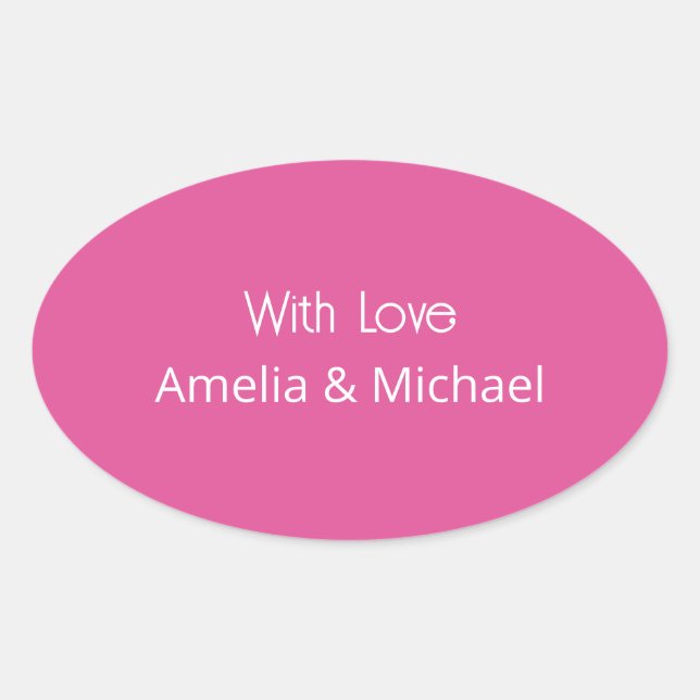 Sticker Ovale Mariage Rose framboise (Devant)