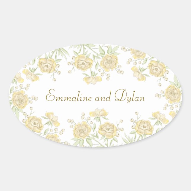 Sticker Ovale Mariage Rose Jaune (Devant)