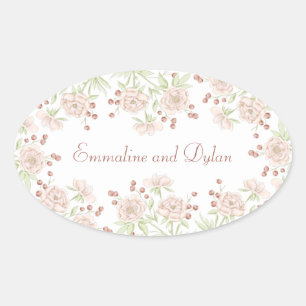 Sticker Ovale Mariage Rose Pâle