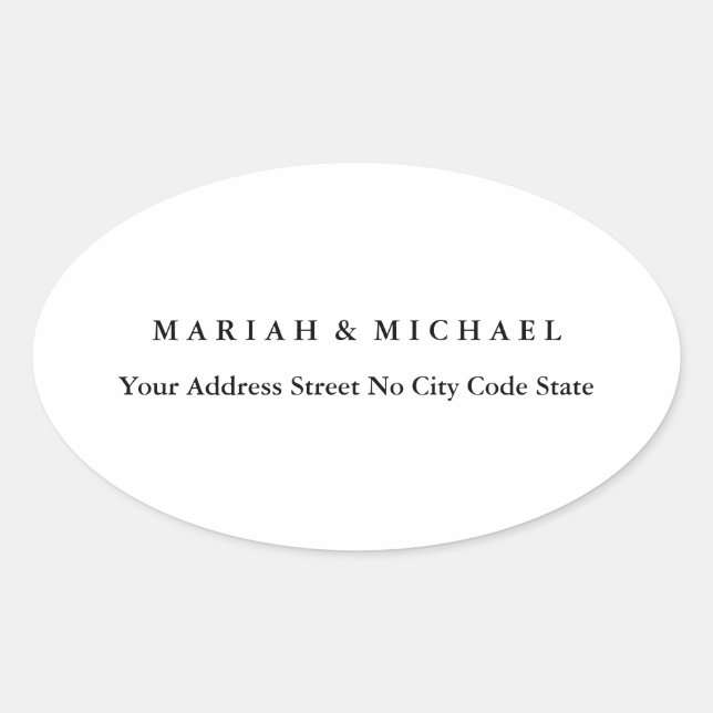 Sticker Ovale Mariage Trend Minimaliste Nom Professionnel Adress (Devant)