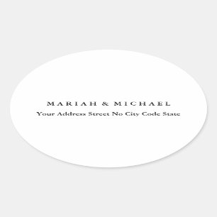 Sticker Ovale Mariage Trend Minimaliste Nom Professionnel Adress