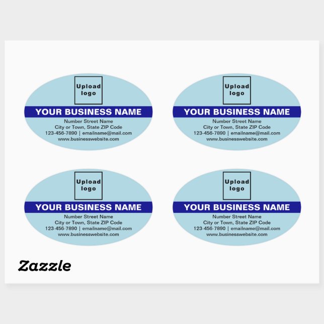 Sticker Ovale Marque d'affaires avec surbrillance sur bleu clair (Feuille)