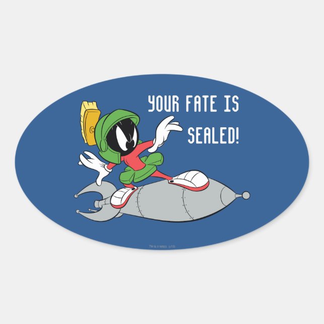 Sticker Ovale MARVIN MARTIAN™ Riding Rocket (Devant)