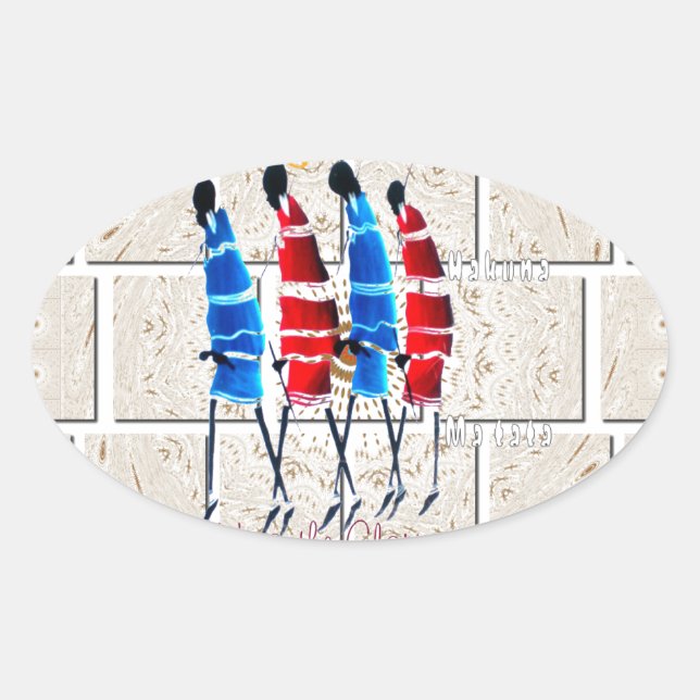 Sticker Ovale Massai Morans art chrétien Imprimer (Devant)