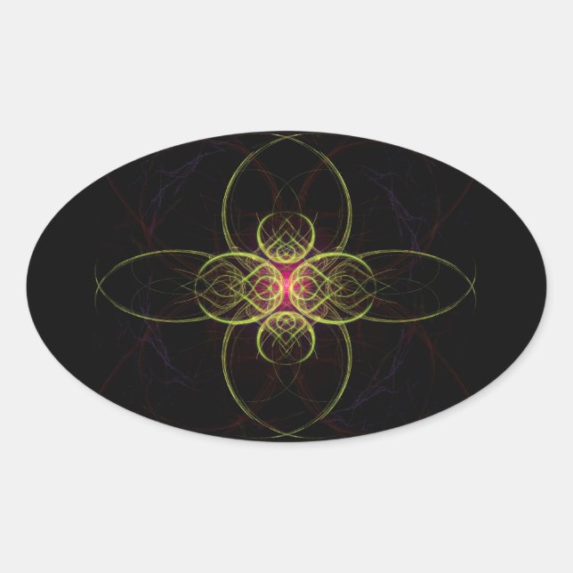 Sticker Ovale Médaillon rouge Par Alexandra Cook alias Linandara (Devant)