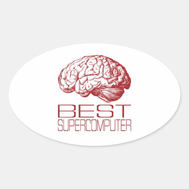 Sticker Ovale Meilleur superordinateur (Devant)