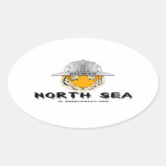 Sticker Ovale Mer du Nord, Tigre, Côté, Huile, Pétrole, Gaz, Rig