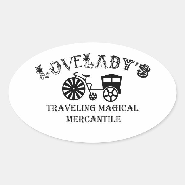 Sticker Ovale Mercantile magique voyageur de Lovelady (Devant)