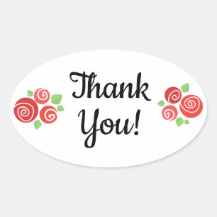 Sticker Ovale Merci rose bourgeons floral enveloppe de ressort a