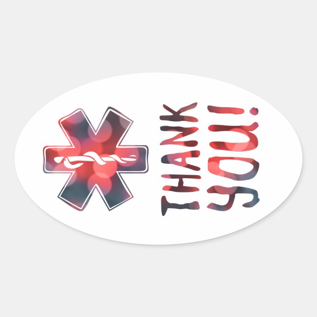 Sticker Ovale merci star of life bokeh (Devant)