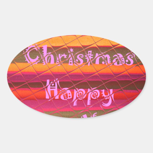 Sticker Ovale Merry Christmas Happy (Devant)