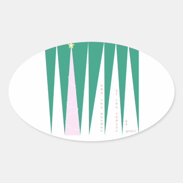 Sticker Ovale Merveilleuse de la saison Arbre de Noël (Devant)