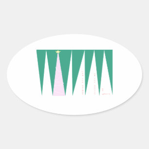 Sticker Ovale Merveilleuse de la saison Arbre de Noël