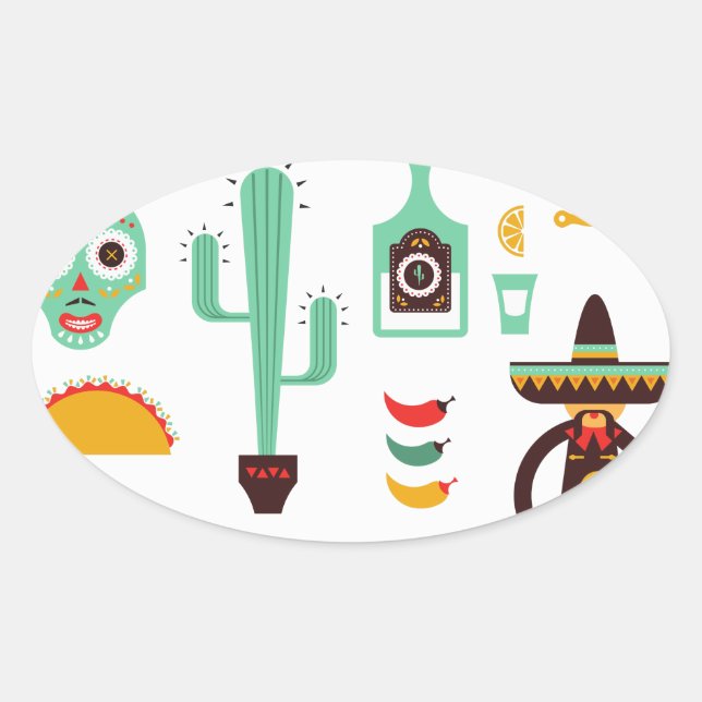 Sticker Ovale mexican mariachi (Devant)