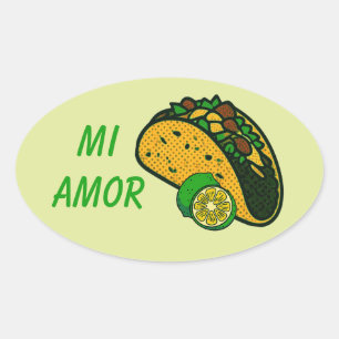 Sticker Ovale Mi Amor Taco et Lime