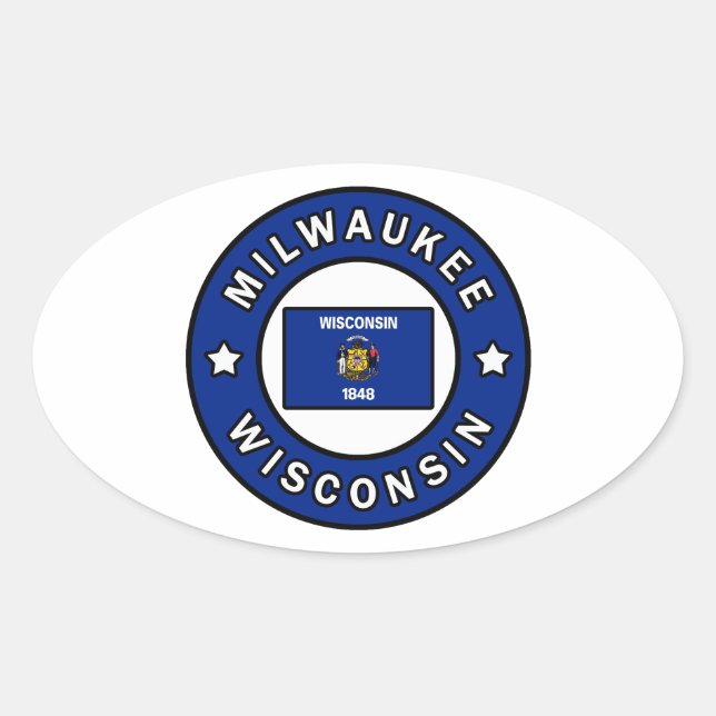Sticker Ovale Milwaukee Wisconsin (Devant)