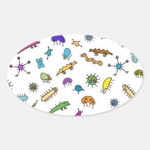 Sticker Ovale Mini Bugs et Mini Bestioles