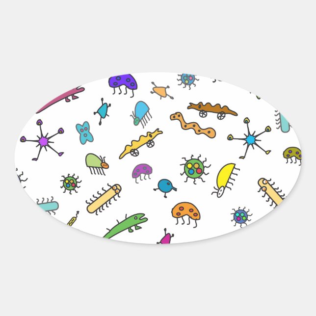 Sticker Ovale Mini Bugs et Mini Bestioles (Devant)