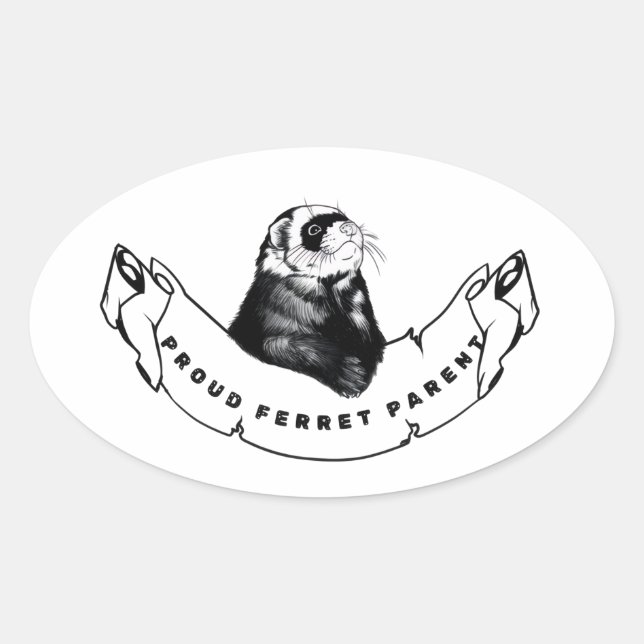 Sticker Ovale Minimalist  for ferret enthusiasts. (Devant)