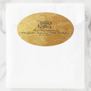 Sticker Ovale Minimaliste Luxueux Anniversaire ou Mariage Faveur