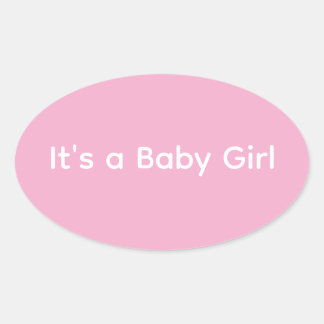 Sticker Ovale Minimaliste Rose et Blanc C'est une fille