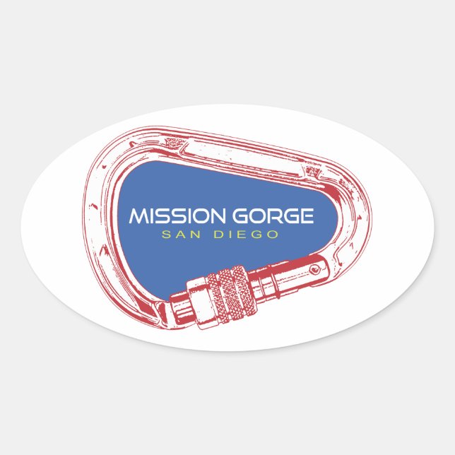 Sticker Ovale Mission Gorge San Diego Climbing Carabiner (Devant)