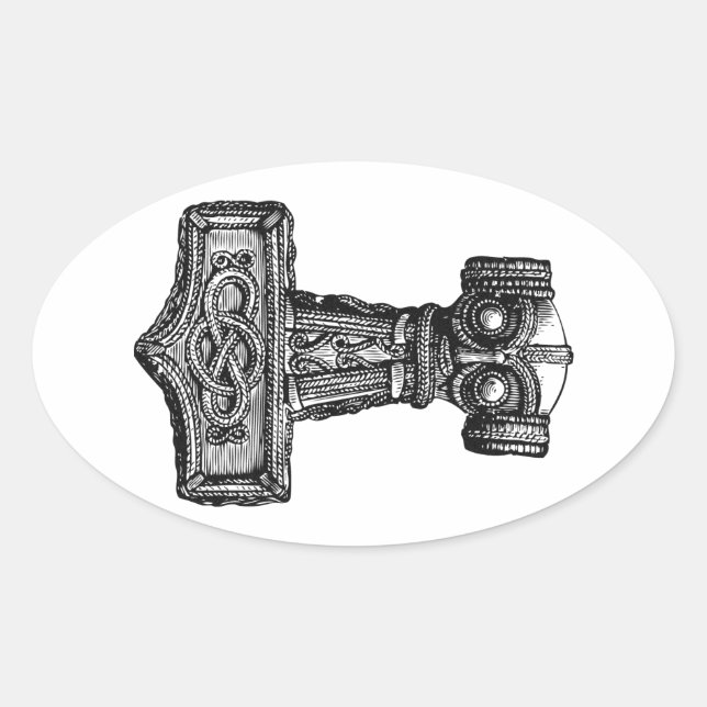 Sticker Ovale Mjolnir : Thor's Hammer (Devant)