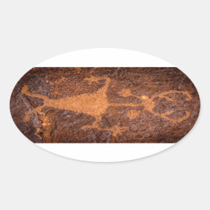Sticker Ovale Moab Man Petroglyph Portrait - Utah