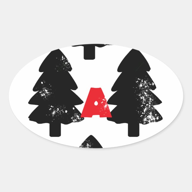 Sticker Ovale Modèle de plantation d'un arbre (Devant)