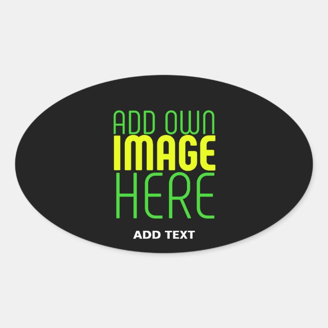 STICKER OVALE MODÈLE DE TEXTE D'IMAGE NOIRE SIMPLE ET MODERNE (Devant)