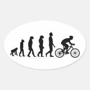 Sticker Ovale Modèle d'évolution humaine du cyclisme moderne
