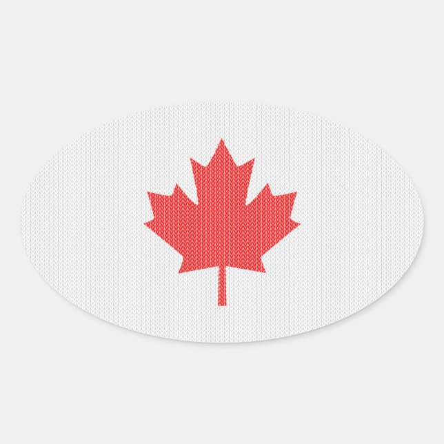 Sticker Ovale Modèle Knit Maple Leaf Tricot Motif (Devant)