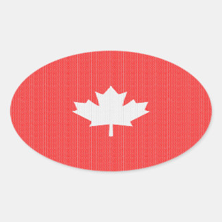 Sticker Ovale Modèle Knit Maple Leaf Tricot Motif