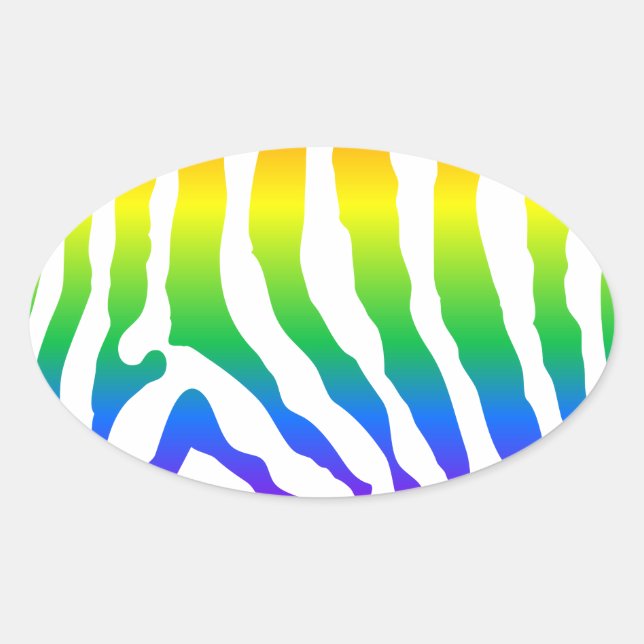Sticker Ovale Modèle Rainbow Zebra (Devant)