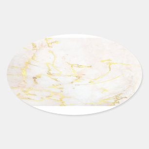 Sticker Ovale Modèle vierge Ajoutez votre texte Marbre doré élég