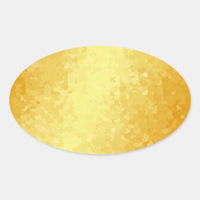 Sticker Ovale Modèle vierge glamour or cœurs (Devant)