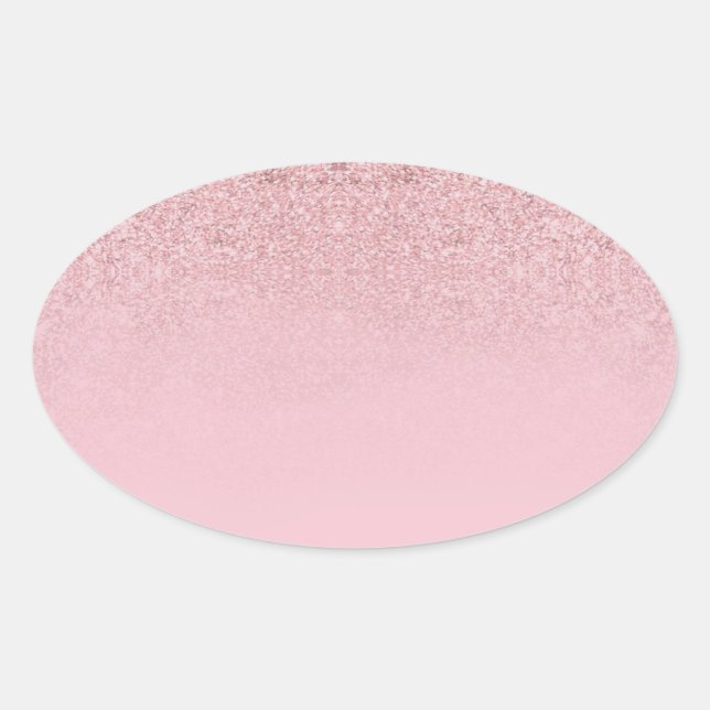 Sticker Ovale Modèle vierge pailleté or rose moderne élégant (Devant)