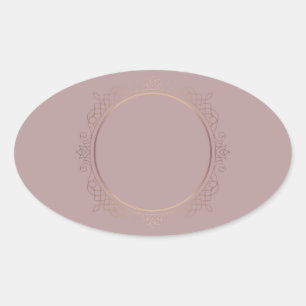 Sticker Ovale Modèle vierge Rose Gold Ajoutez votre texte Tendan
