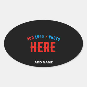 STICKER OVALE MODERNE ET MODERNE PERSONNALISABLE NOIR VÉRIFIÉ