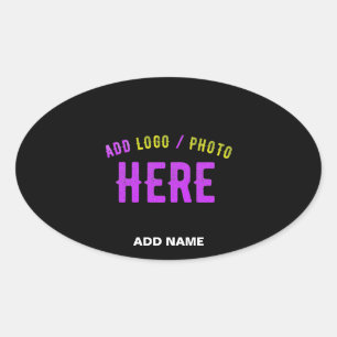 STICKER OVALE MODERNE ET MODERNE PERSONNALISABLE NOIR VÉRIFIÉ