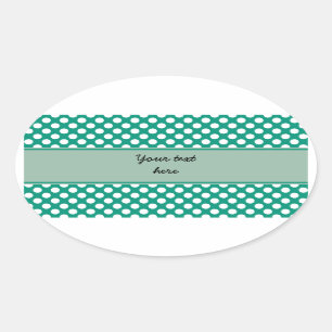 Sticker Ovale Monogram Emerald Green et White Polka Motif