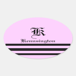 Sticker Ovale "Monogramme avec bandes dans la police Mariage"