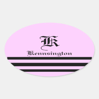 Sticker Ovale "Monogramme avec bandes dans la police Mariage"