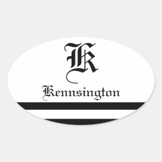 Sticker Ovale "Monogramme avec bandes dans la police Mariage"