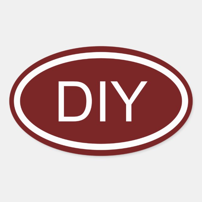 Sticker Ovale Monogramme bordeaux et blanc Style Euro (Devant)