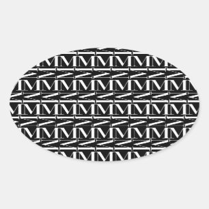 Sticker Ovale Monogramme Lettre initiale M, Choisir la couleur A