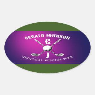 Sticker Ovale Monogramme minimaliste de golf élégant personnalis